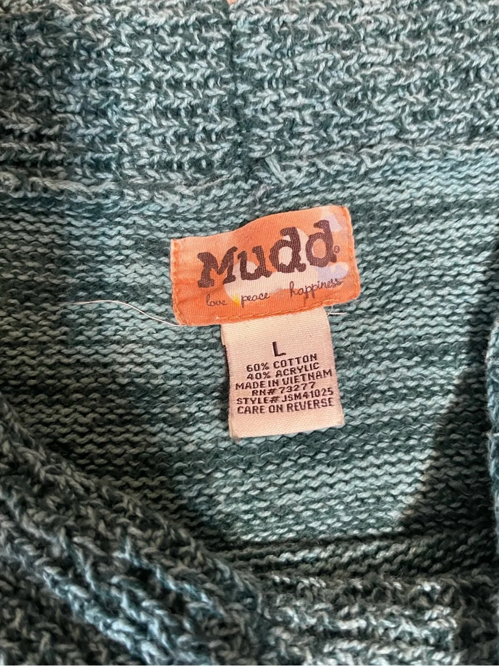Vintage y2k Mudd Off-Shoulder Short Sleeve Sweater in Teal Marled